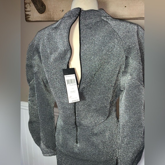 BCBGMaxAzria Metallic Gray bubble Stretch Bodycon Dress Large - Picture 5 of 7